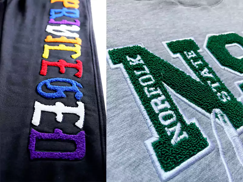 Chenille embroidered for Sweat suit