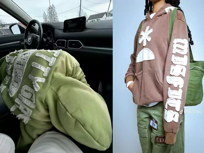 Distressed Embroidered Hoodie