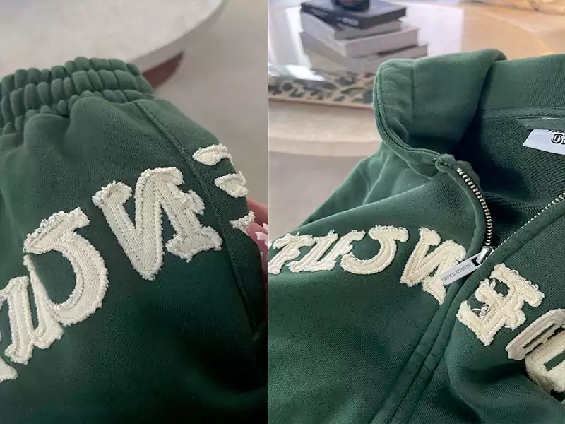 Distressed Embroidery Sweat suit