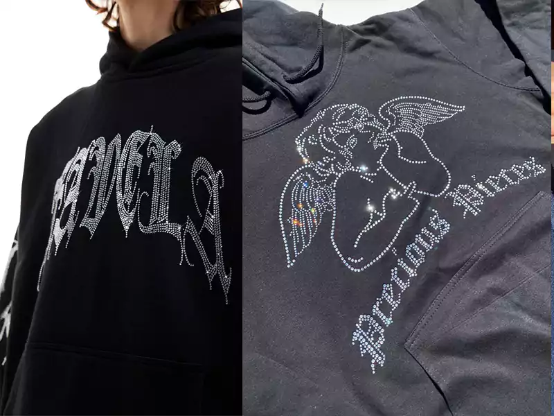 Hotfix Rhinestone design Hoodies