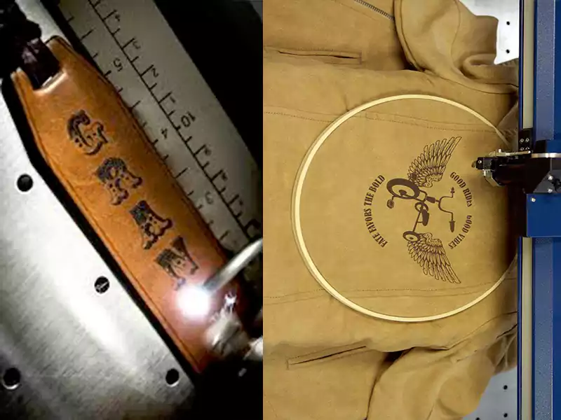 Laser printing on leather belt