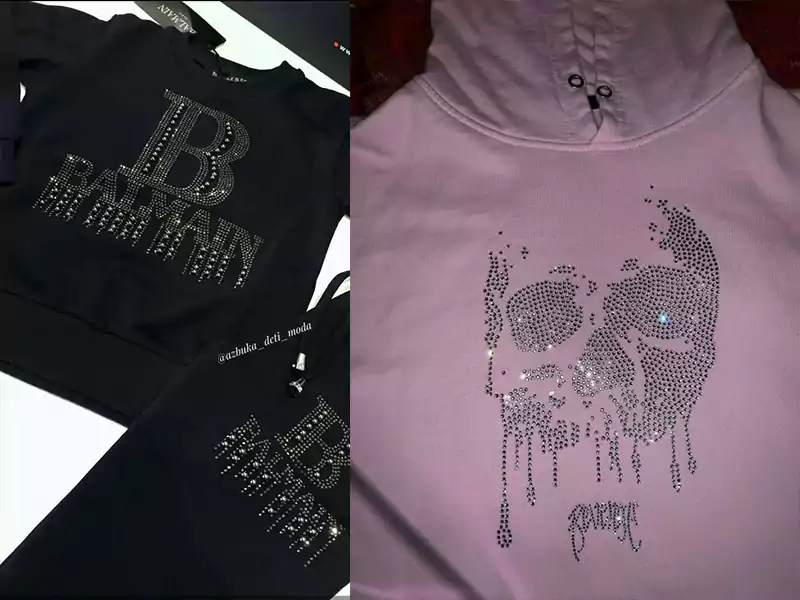 Skull rhinestones Design hoodie