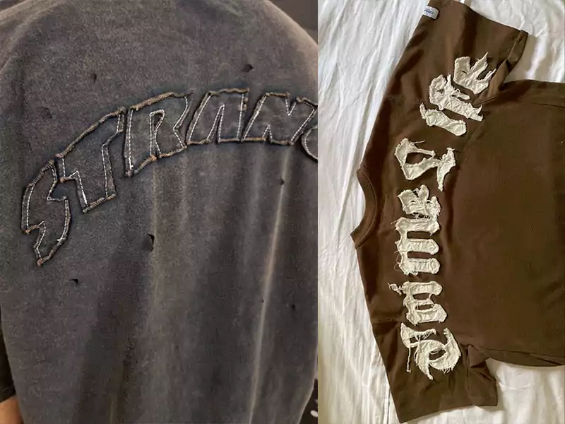 T-shirt with Distressed Patch